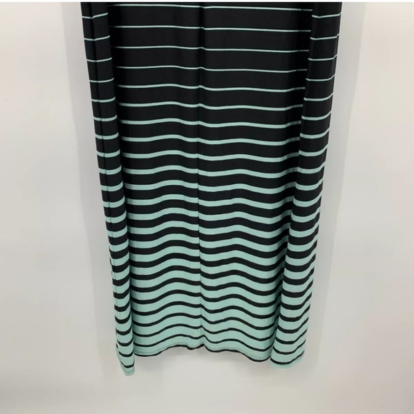 Roz & Ali Dress Size 10 Maxi Stripe Blue Black Jersey Stretch Sleeveless PTP:18" - Picture 8 of 8